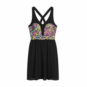 Charlotte Russe Black and Multicolor Mini Dress